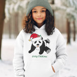 Cute Christmas Panda Bear in Santa Hat Custom Kids<br><div class="desc">This cute Santa Panda is a beautiful animal holiday hoodie for a child who loves panda bears and red and green Christmas themed presents. I like wild animals and a Christmas panda bear takes the cake wearing a red Santa hat!</div>