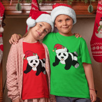 Cute Christmas Panda Bear in Santa Hat Girls