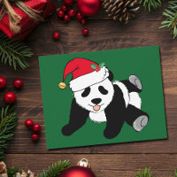 Cute Christmas Panda Bear in Santa Hat