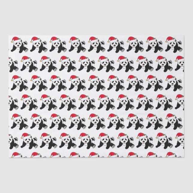 Cute Christmas Panda Bear in Santa Hat Holiday Tissue Paper (Front)
