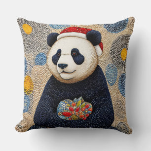 Cute christmas panda throw pillow