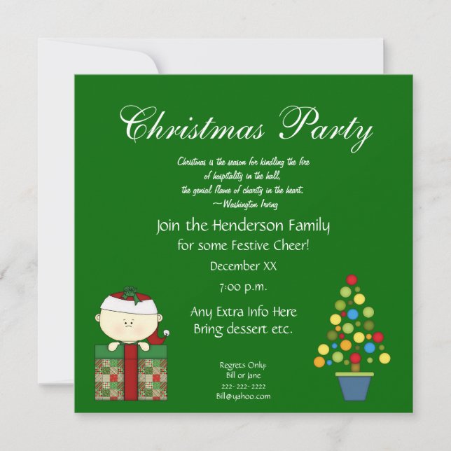 Cute Christmas Party Invitation-with Quote Invitation (Front)