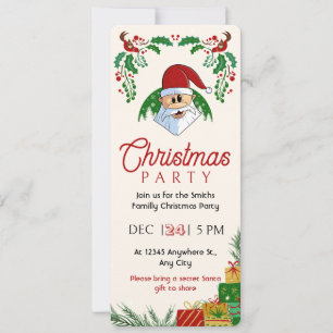 Cute Christmas Party Santa Festive Elegant Floral Invitation