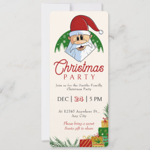 Cute Christmas Party Santa Festive Elegant Floral Invitation