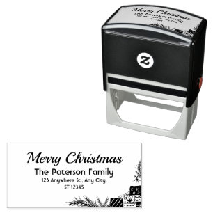 Cute Christmas Party Santa Festive Elegant Floral Self-inking Stamp