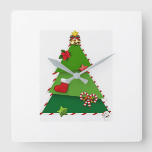 **CUTE CHRISTMAS PATCHWORK TREE** CLOCK