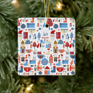 Cute Christmas Pattern Ceramic Ornament