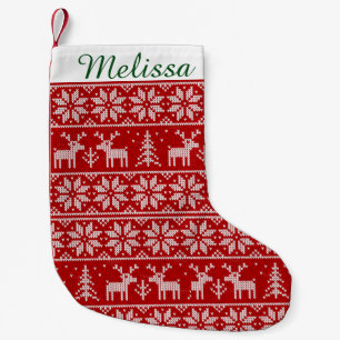 Cute Christmas Pattern Monogram Small Christmas Stocking