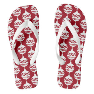 Cute Christmas Pattern Red Flip Flops