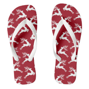 Cute Christmas Pattern Red Flip Flops