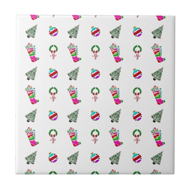 Cute Christmas Pattern Tile (Front)