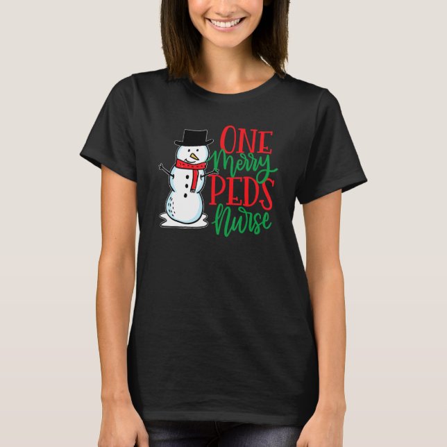 Cute Christmas Peds Nurse  Pediatric Snowman Nursi T-Shirt (Front)