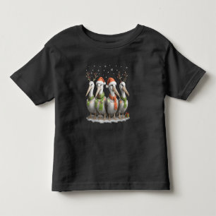 Cute Christmas Pelican with Santa Hat Toddler T-shirt