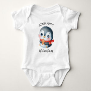 Cute Christmas penguin 1st birthday Baby Bodysuit