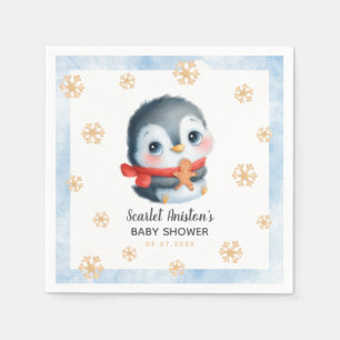 Cute Christmas Penguin Baby Shower Napkin