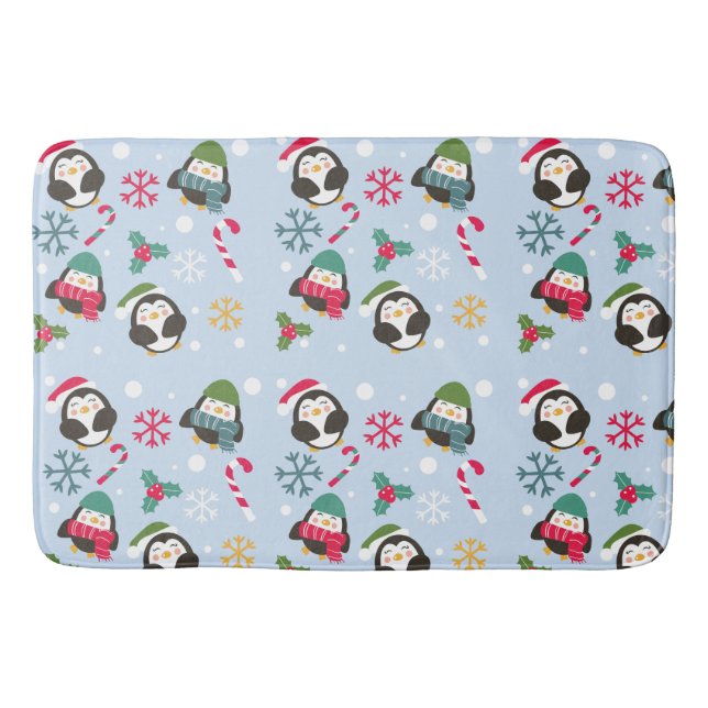 Cute Christmas Penguin Bath Mat (Front)