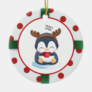 Cute Christmas Penguin Ceramic Ornament