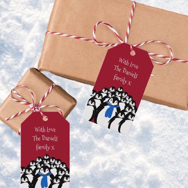 Cute Christmas Penguin Family Monogram Gift Tag (Creator Uploaded)