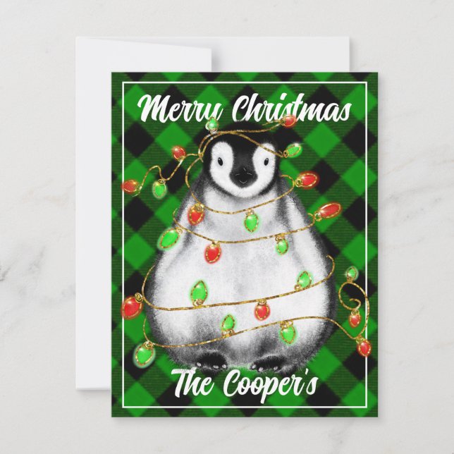 Cute Christmas Penguin festive Arctic animal  Card (Front)
