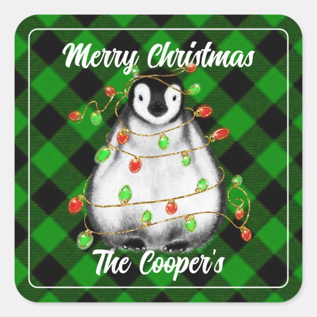 Cute Christmas Penguin festive Arctic animal  Square Sticker (Front)