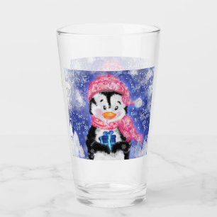 Cute Christmas Penguin Glass