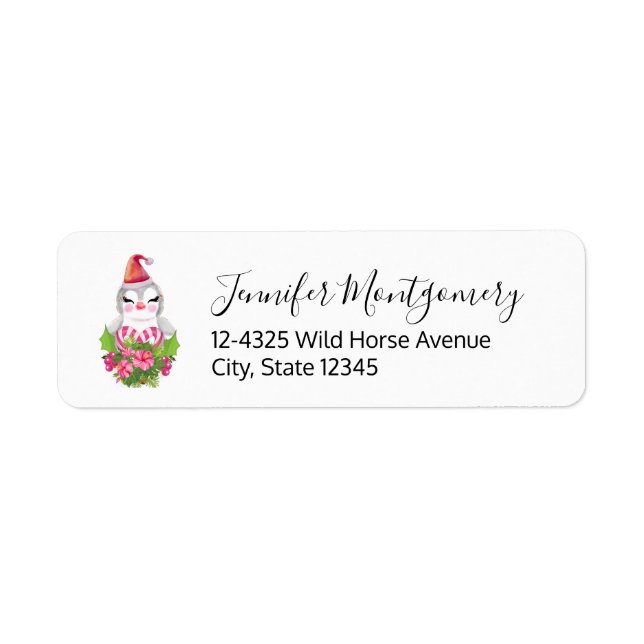 Cute Christmas Penguin in Santa Hat (Front)