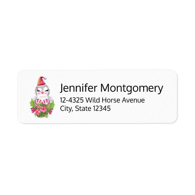 Cute Christmas Penguin in Santa Hat (Front)