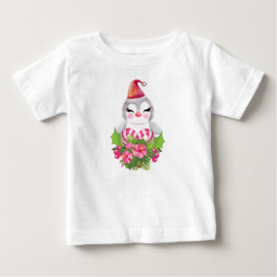 Cute Christmas Penguin in Santa Hat Baby T-Shirt