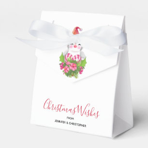 Cute Christmas Penguin in Santa Hat Favor Box