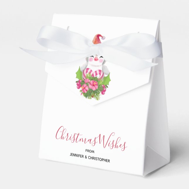 Cute Christmas Penguin in Santa Hat Favor Box (Front Side)