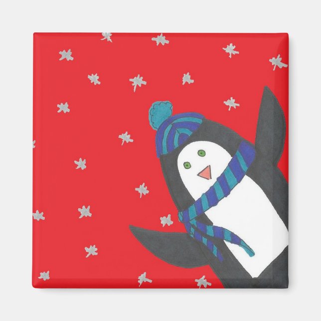 Cute Christmas Penguin Magnet (Front)