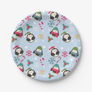 Cute Christmas Penguin Paper Plate