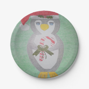 Cute Christmas Penguin Paper Plate