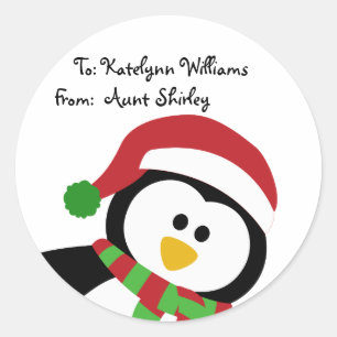 Cute Christmas Penguin Personalized Gift Tags