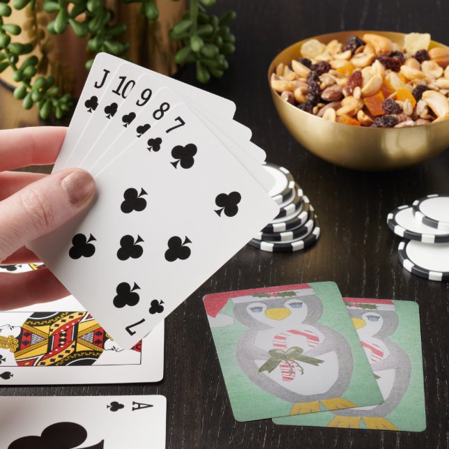 Cute Christmas Penguin Playing Cards (In Situ)