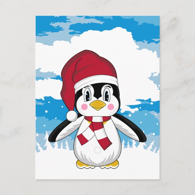 Cute Christmas Penguin Postcard (Front)