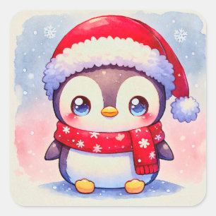 Cute Christmas Penguin  Square Sticker