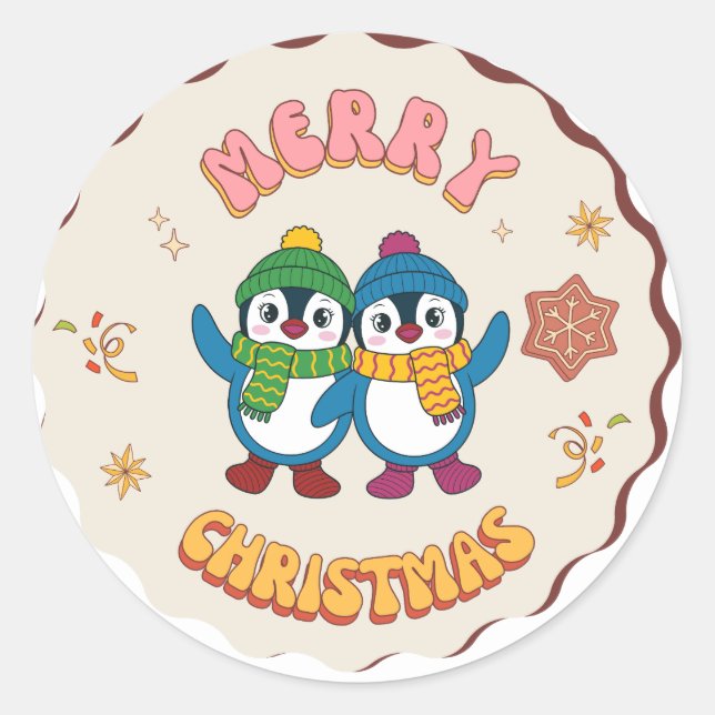 Cute Christmas Penguin Sticker (Devant)