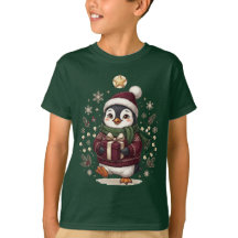 Cute Christmas Penguin T-Shirt for Boys | Holiday 