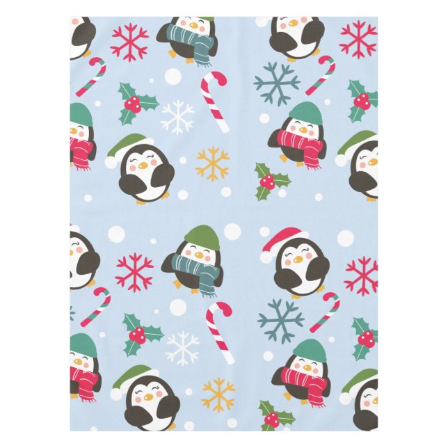 Cute Christmas Penguin Tablecloth (Front)
