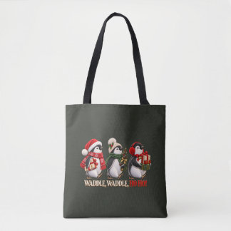 Cute Christmas Penguin Waddle Ho Ho Tote Bag
