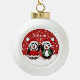 Cute Christmas Penguins Ball Ornament