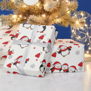 Cute Christmas Penguins Cream Holiday Wrapping Paper