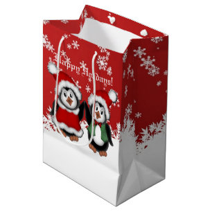 Cute Christmas Penguins Gift Bag