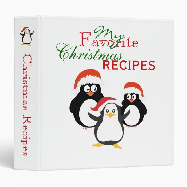 Cute Christmas Penguins Recipe Binder (Front/Spine)