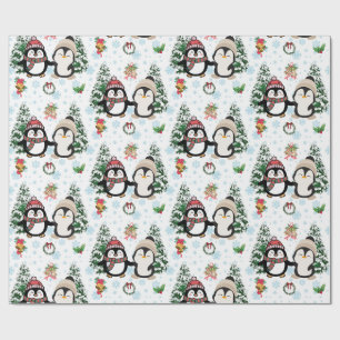 Cute Christmas Penguins & Snowflakes Holiday Wrapp Wrapping Paper