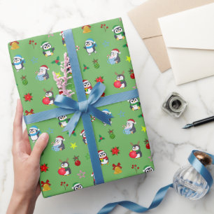 Cute Christmas Penguins Wrapping Paper