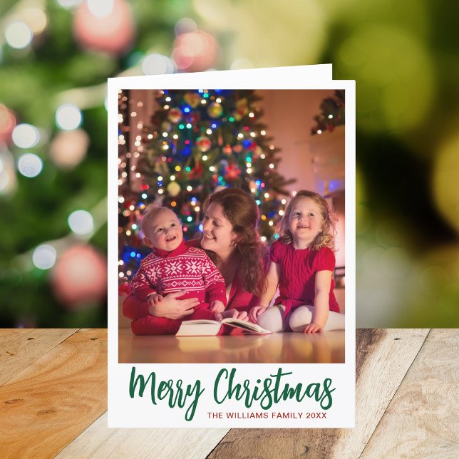 Cute Christmas Photo Botanical Inside Folded Holiday Card (Creator Uploaded)