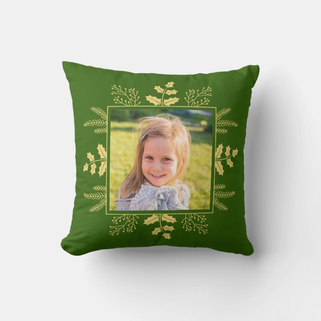 Cute Christmas Photo Throw Pillow (Front)