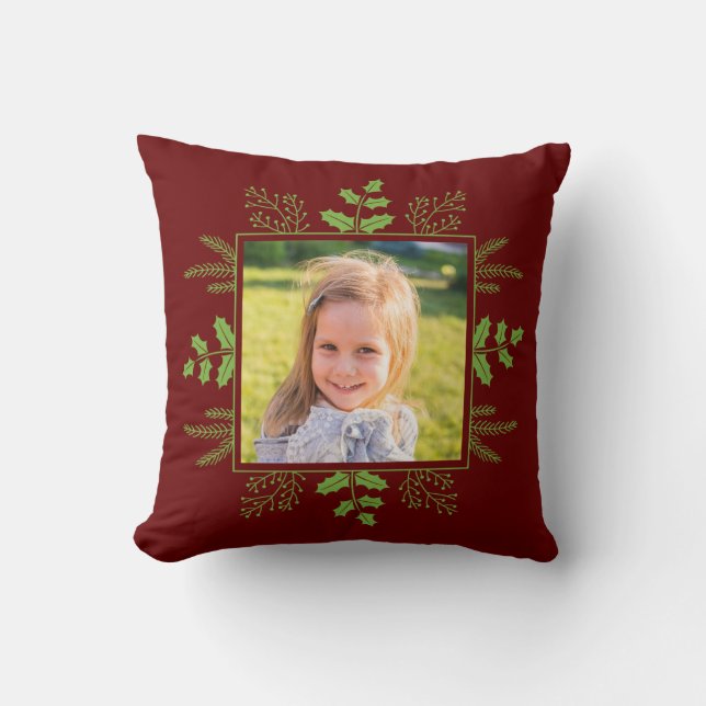Cute Christmas Photo Throw Pillow (Front)